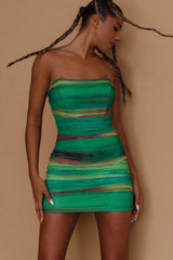 Logan Strapless Ruched Dress Green