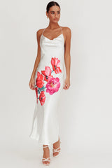 Seren Backless Cowl Neck Maxi Dress White