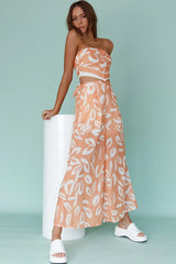 Randi Tie-Back Top Leaf Print Mango