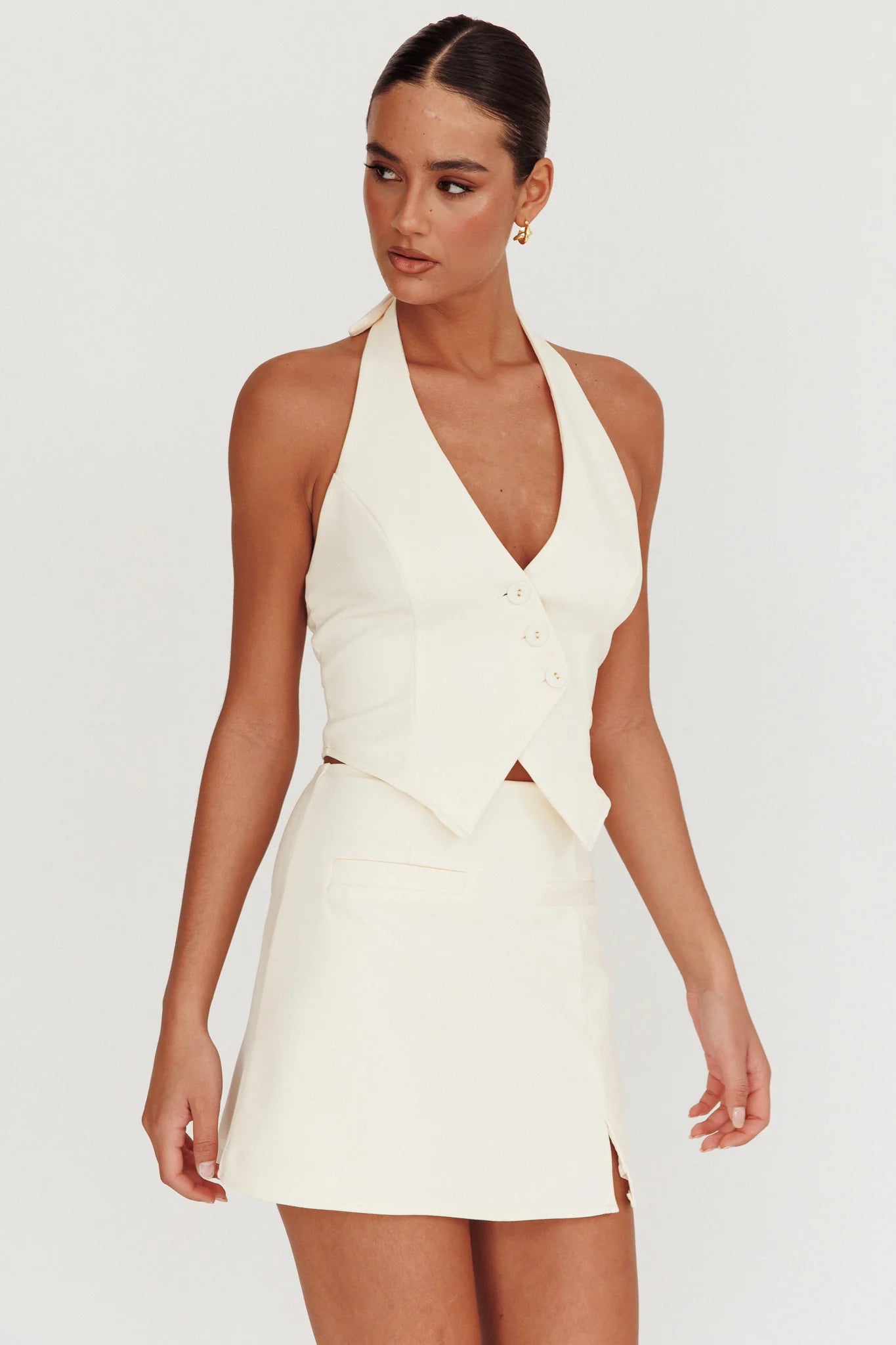 Tammi Halter Vest Top Oyster