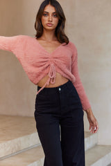 Elsa Long Sleeve Ruched Bust Sweater Rose