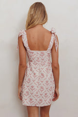 Glam Up Tied Shoulder Mini Dress Beige