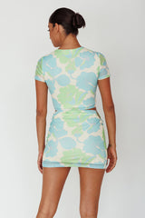 Angelus Ring Accent Mini Skirt Printed Cream