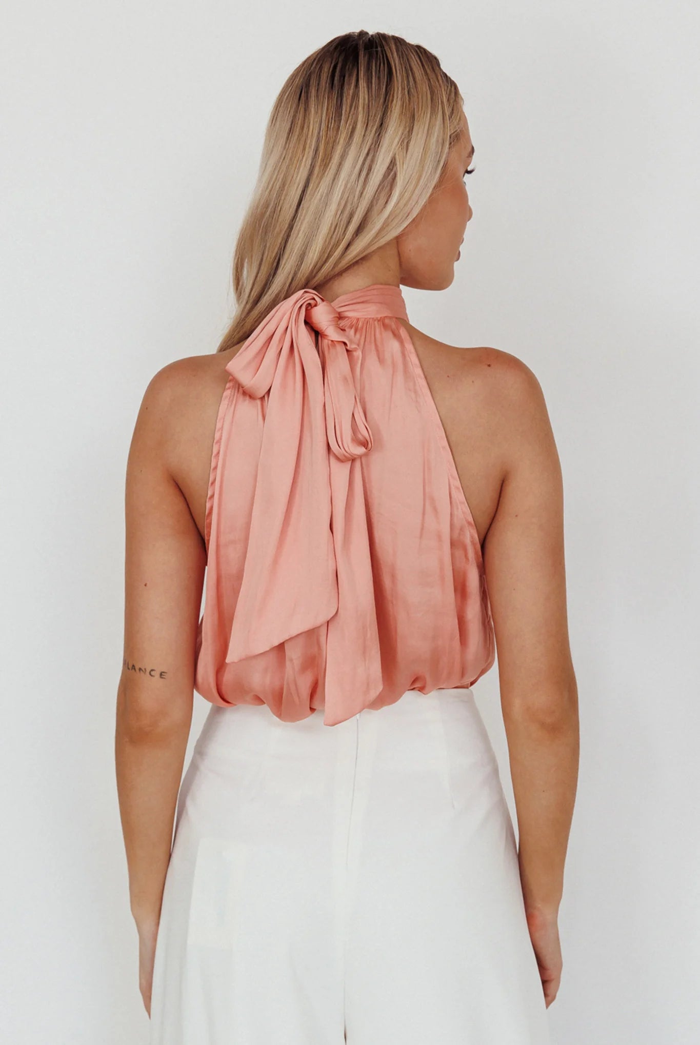 Calisto Sleeveless Tied Neck Top Rose