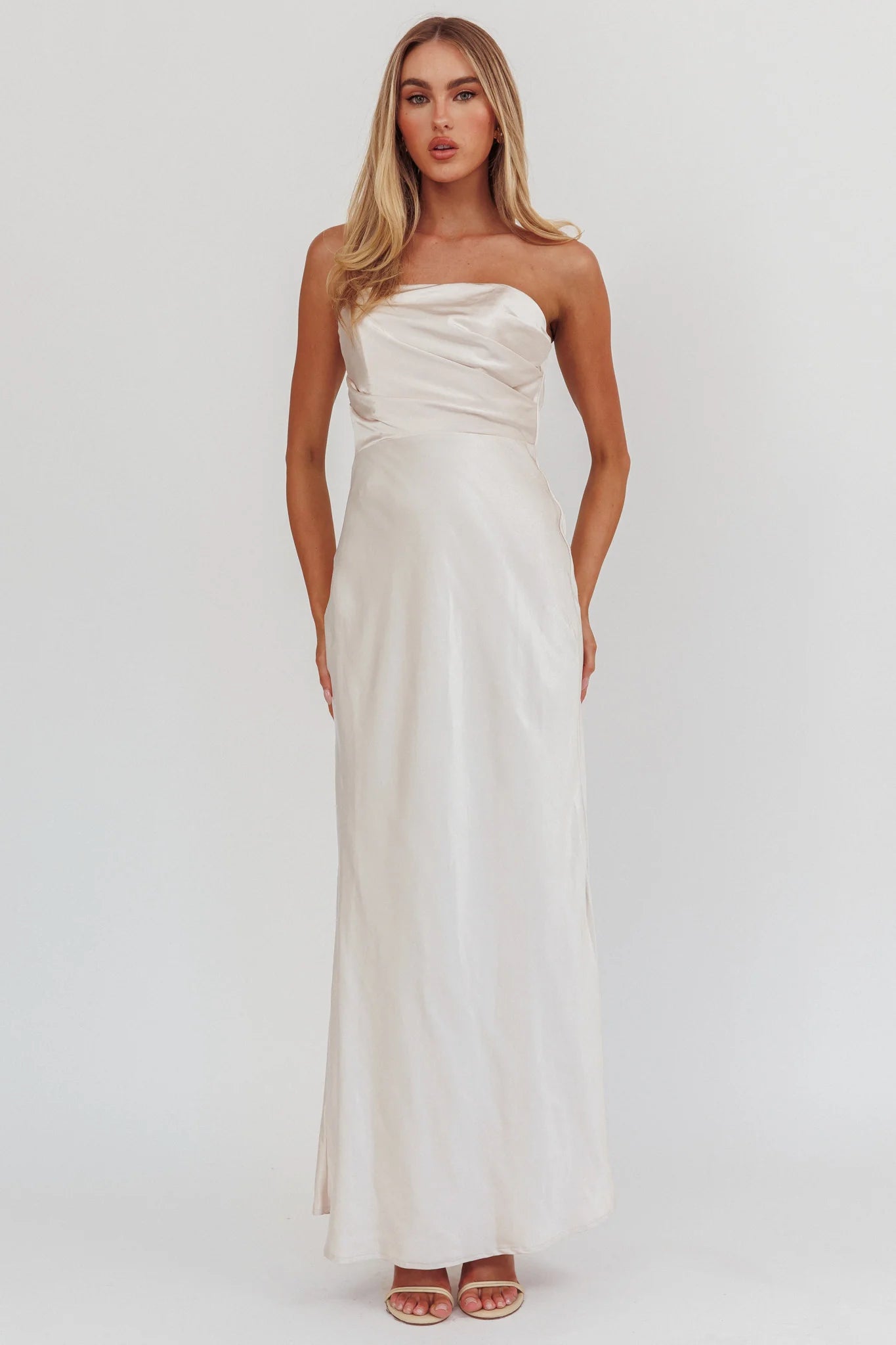 City Of Stars Strapless Maxi Dress Champagne