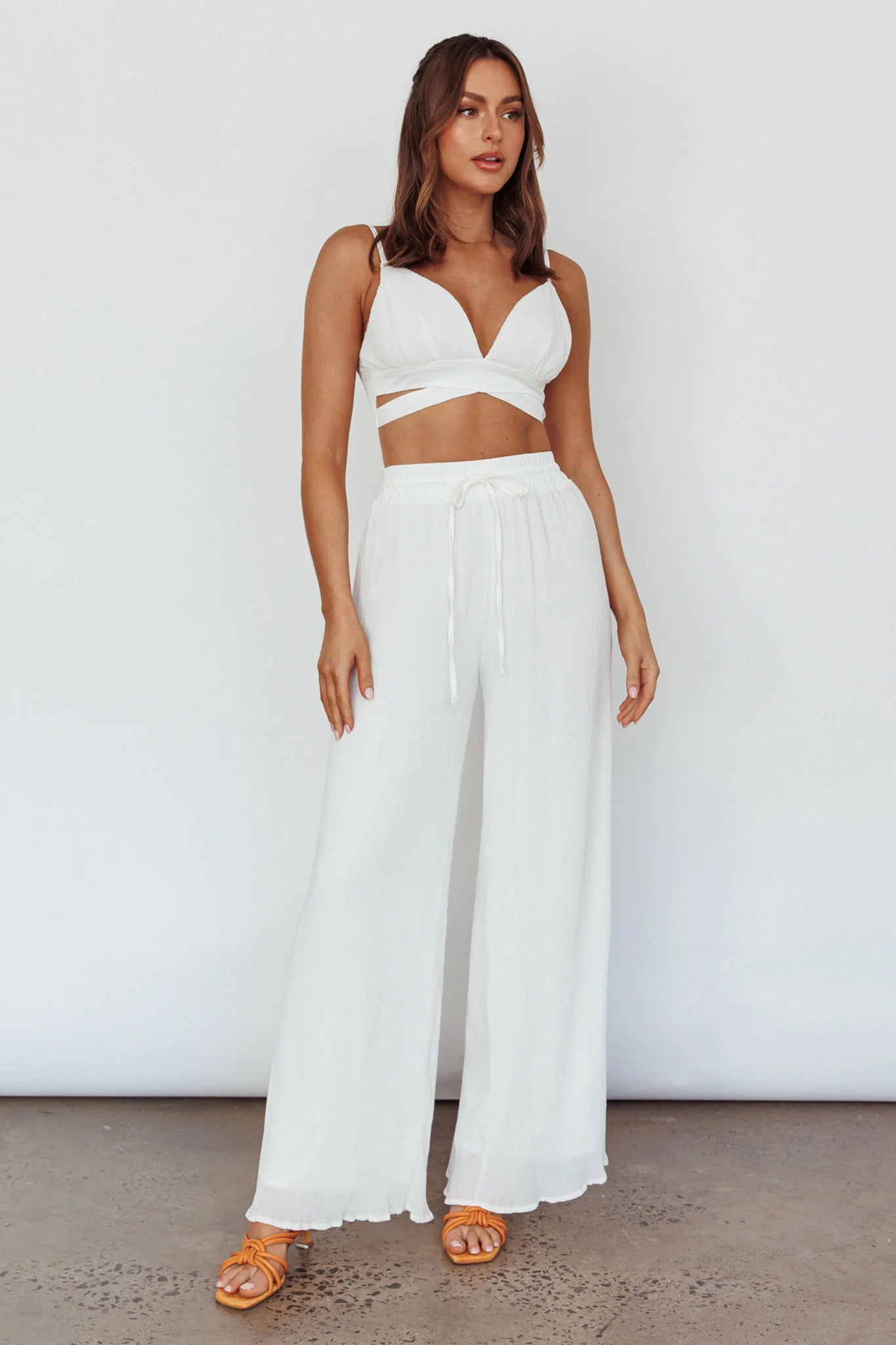 Cove Shirred Back Crop Top Ivory