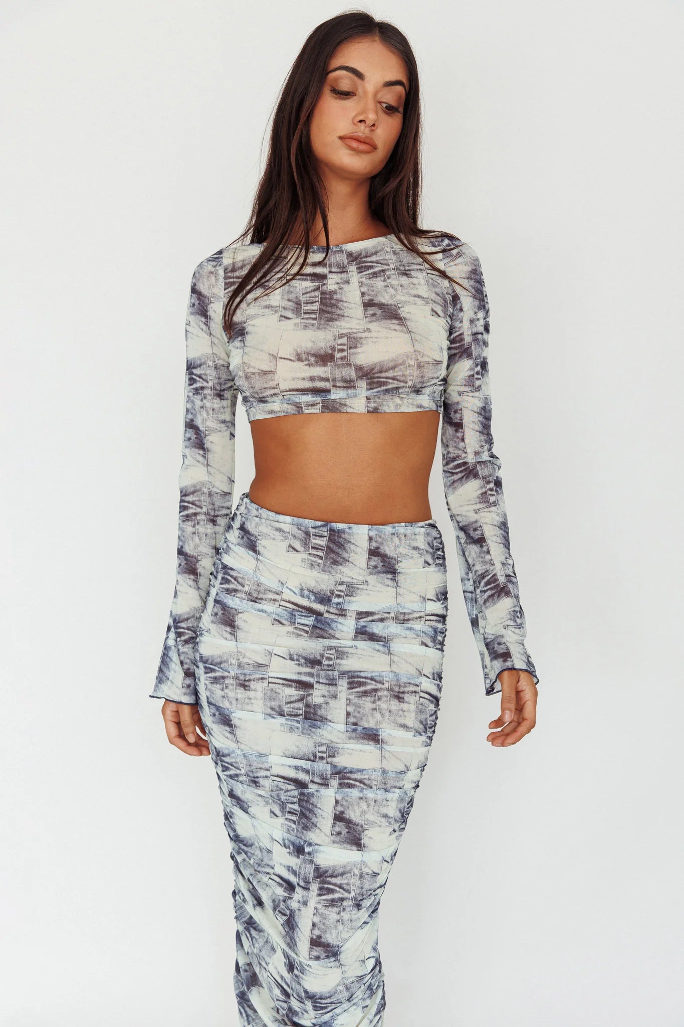 Blue Moons Strap Back Crop Top Indigo Denim