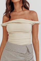 Teri Rolled Off-Shoulder Top Oat