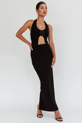 Blackthorn Halter Neck Rosette Top Black