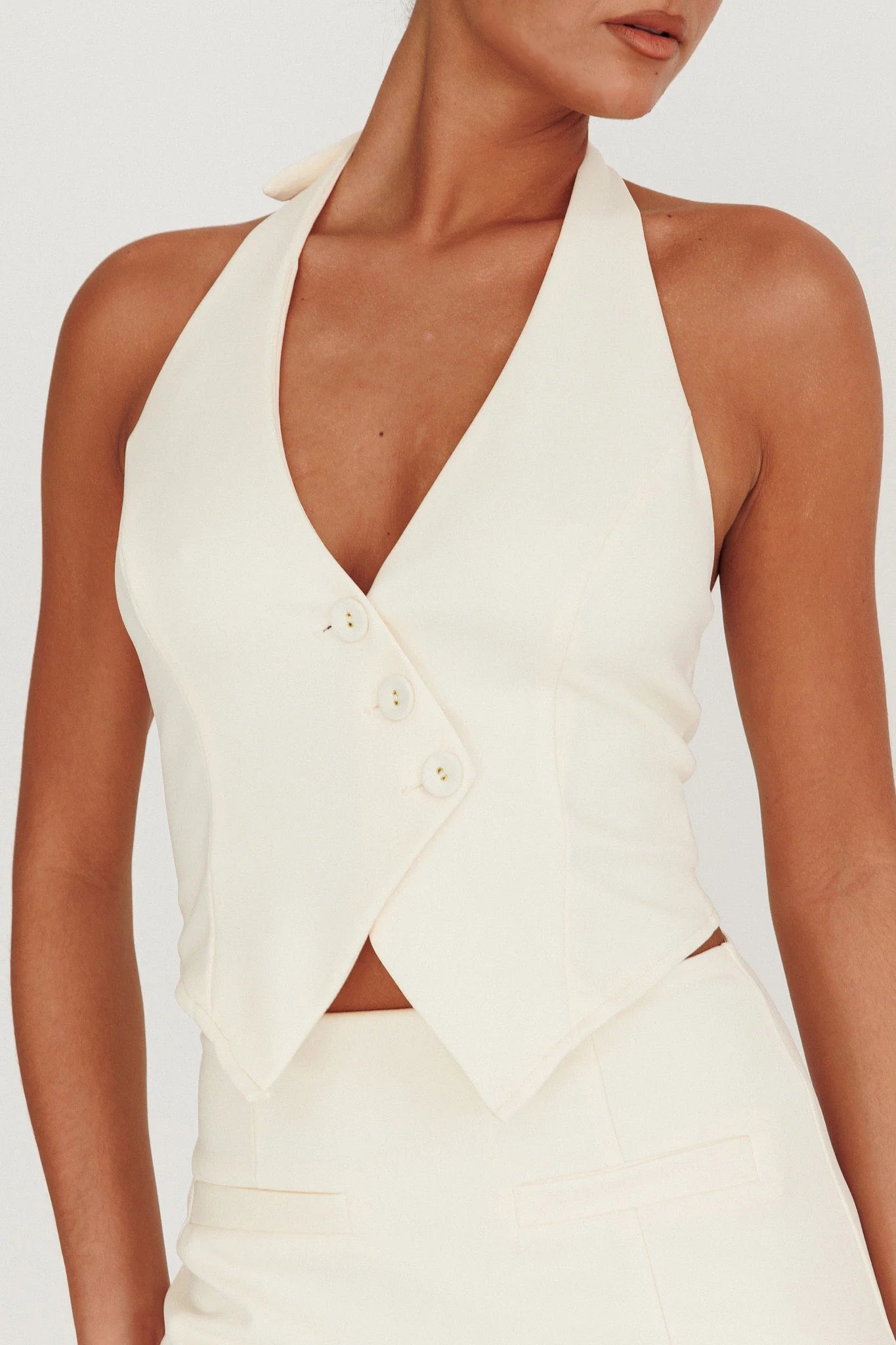 Tammi Halter Vest Top Oyster