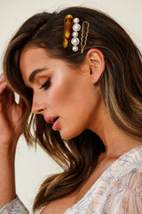 Anthea Pearl And Tan Clip Trio