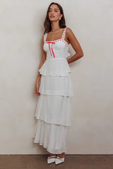 Provence Bloom Tiered Ruffle Maxi Dress Off White