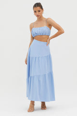 Bondi Gathered Crop Top Blue