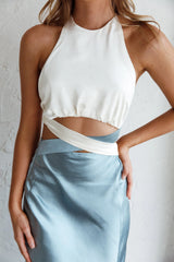 Social Butterfly Cut-Out Waist Midi Dress Teal