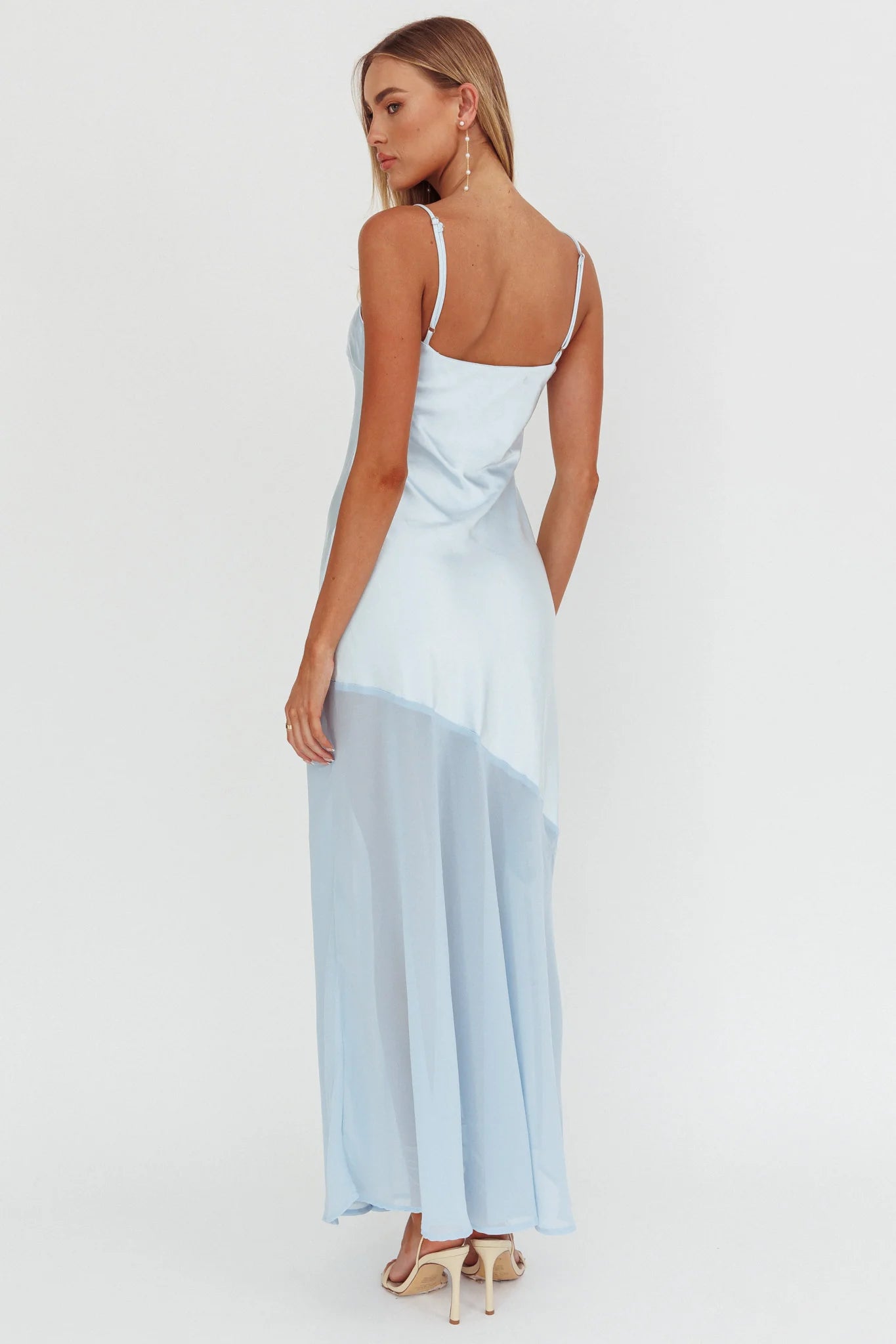 Gilded Dream Chiffon Hem Maxi Dress Baby Blue