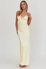 Summer Of Love Lace Trim Maxi Dress Lemon