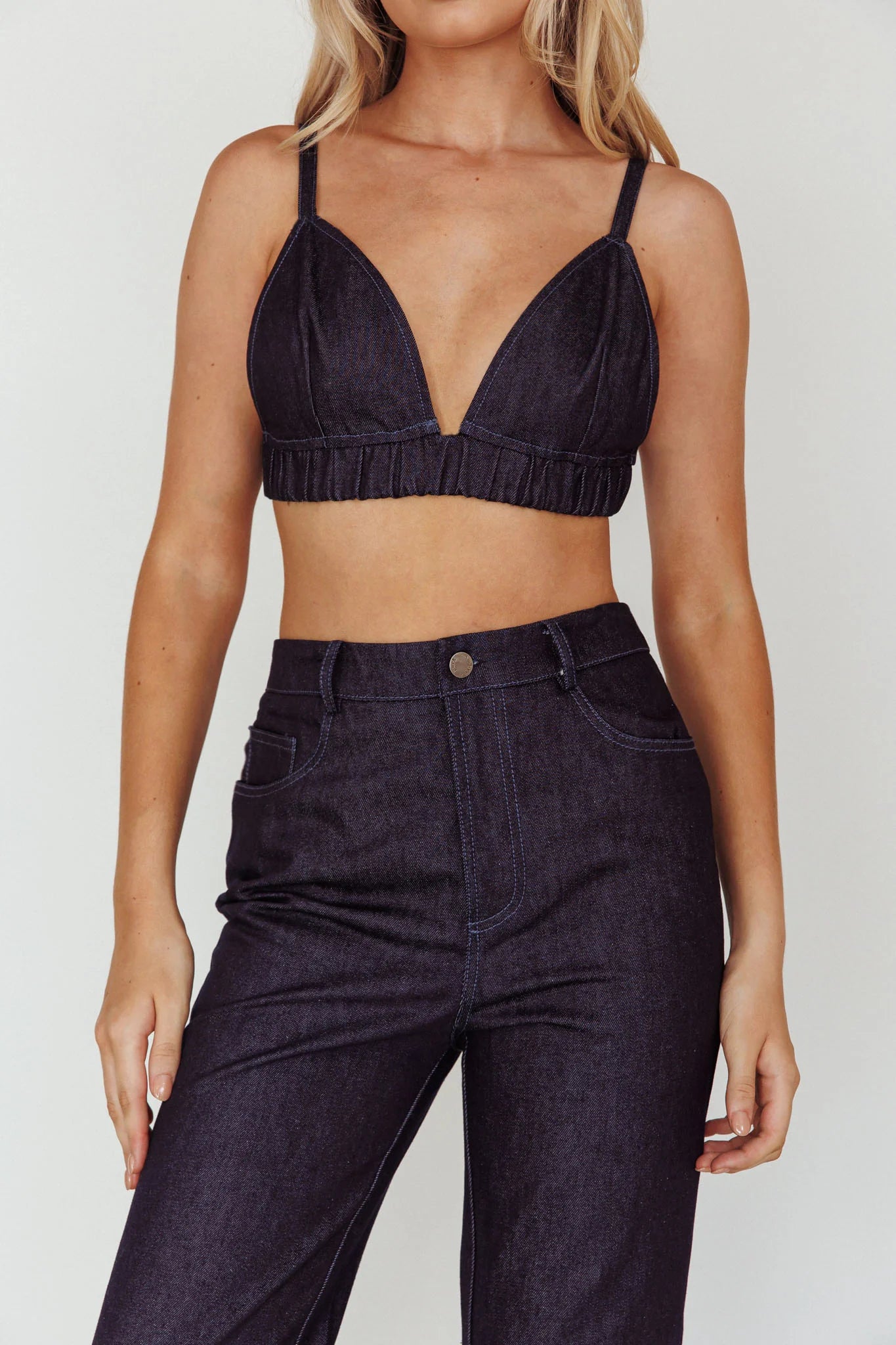 Isalei Bralette Crop Top Denim