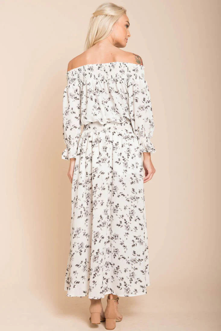 Aiyana High Slit Floral Maxi Dress White
