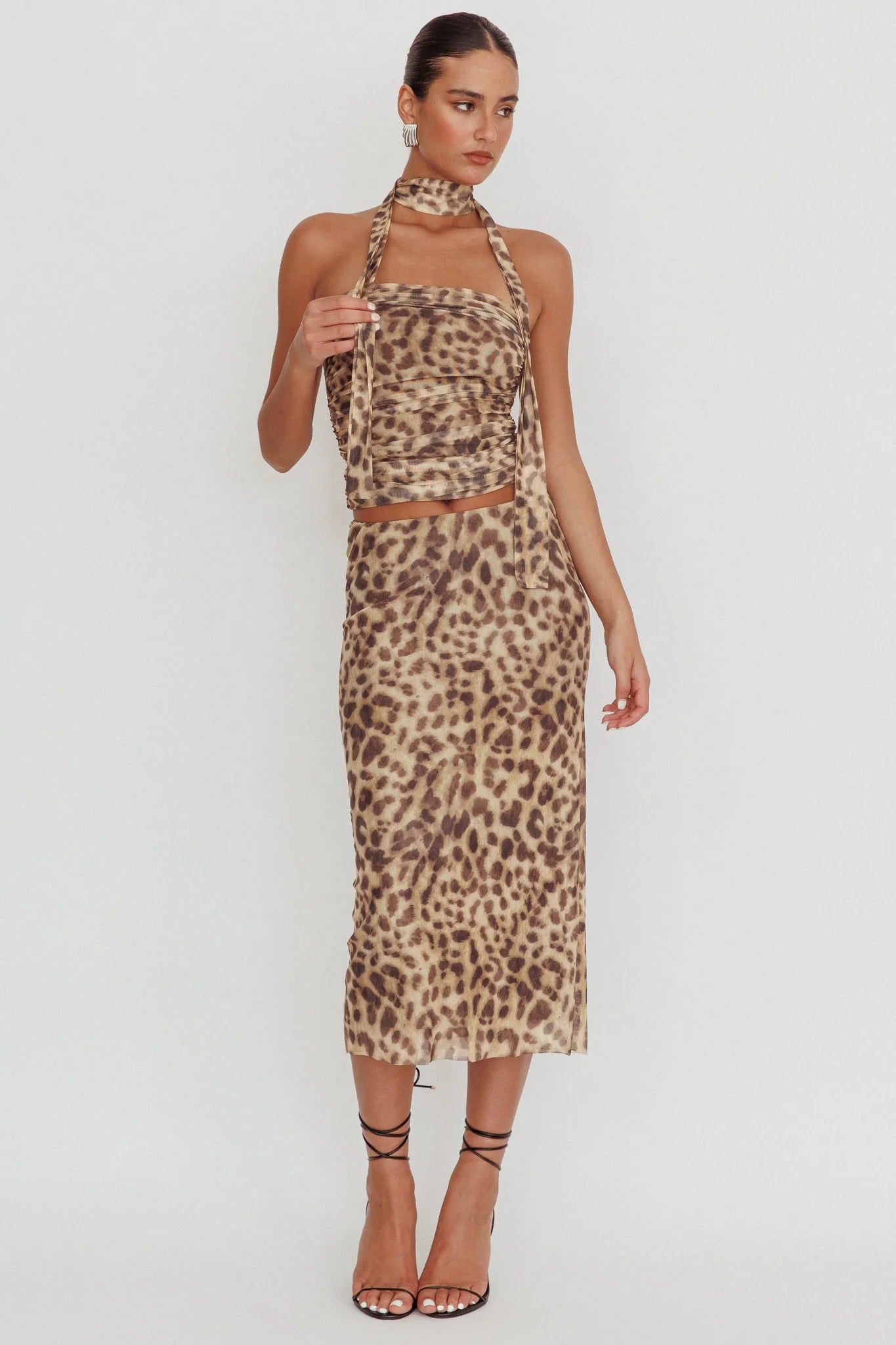 Meet Up Strapless Top Leopard