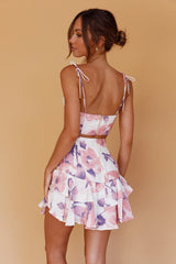 Janene Tied Shoulder Crop Top White/Pink