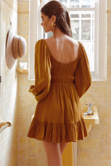 Vista Del Mar Tied Bust Mini Dress Tan