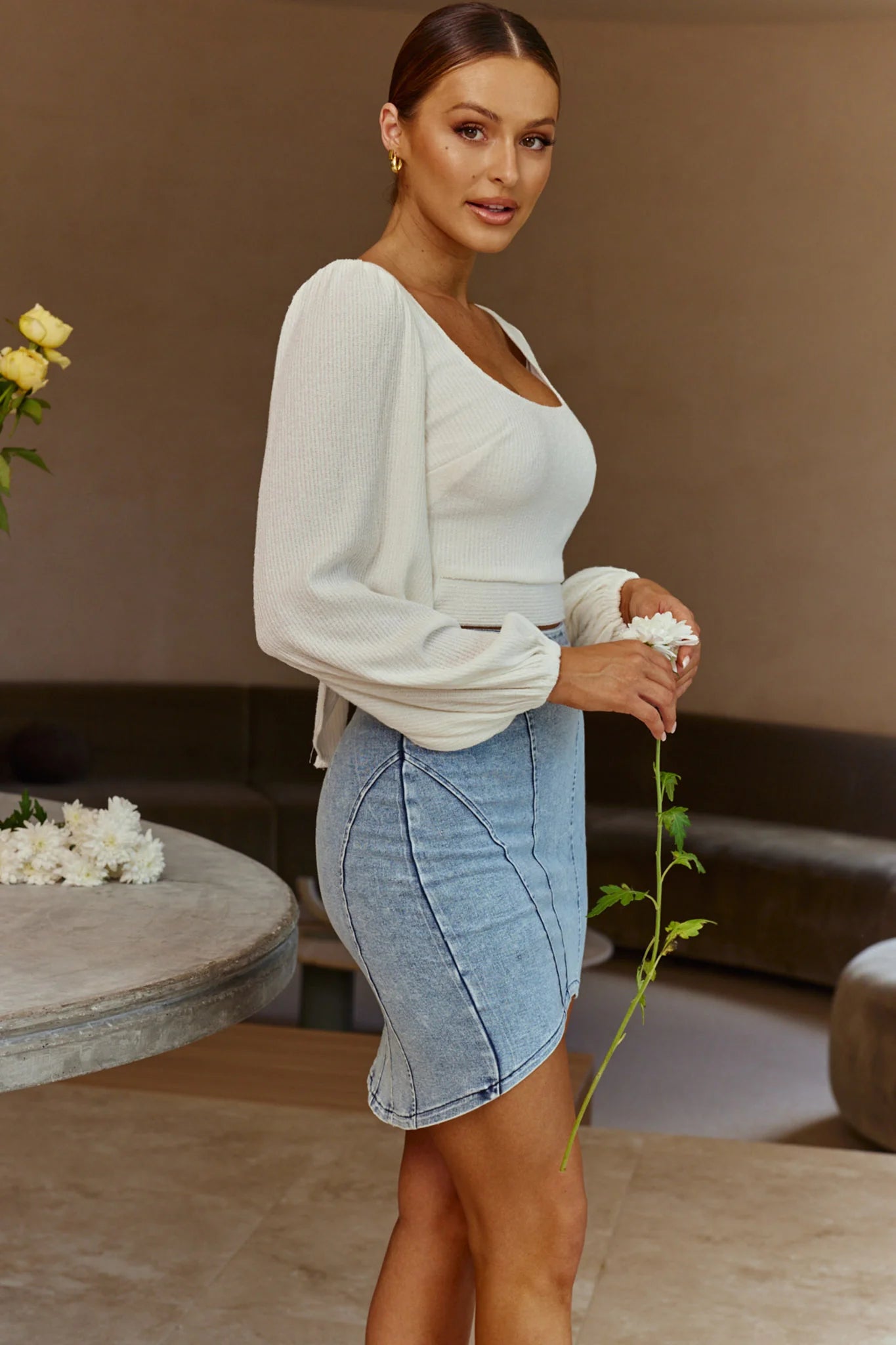 Love Like This Long  Sleeve Open Back Crop Top White