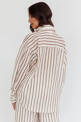 Alex Long Sleeve Shirt Stripe Latte