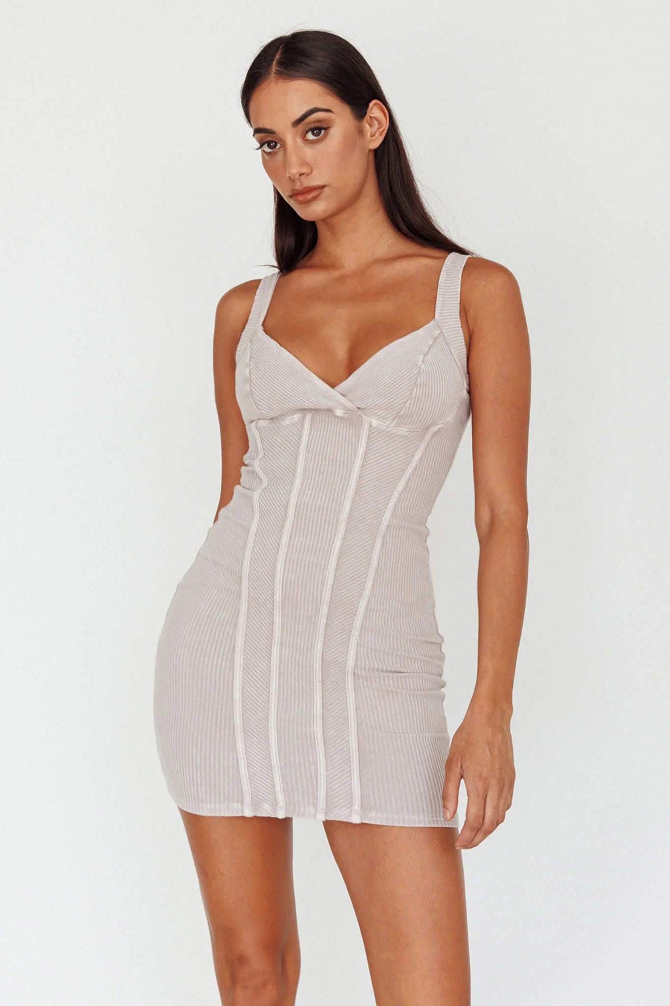 Altitude Piping Trim Mini Dress Ivory