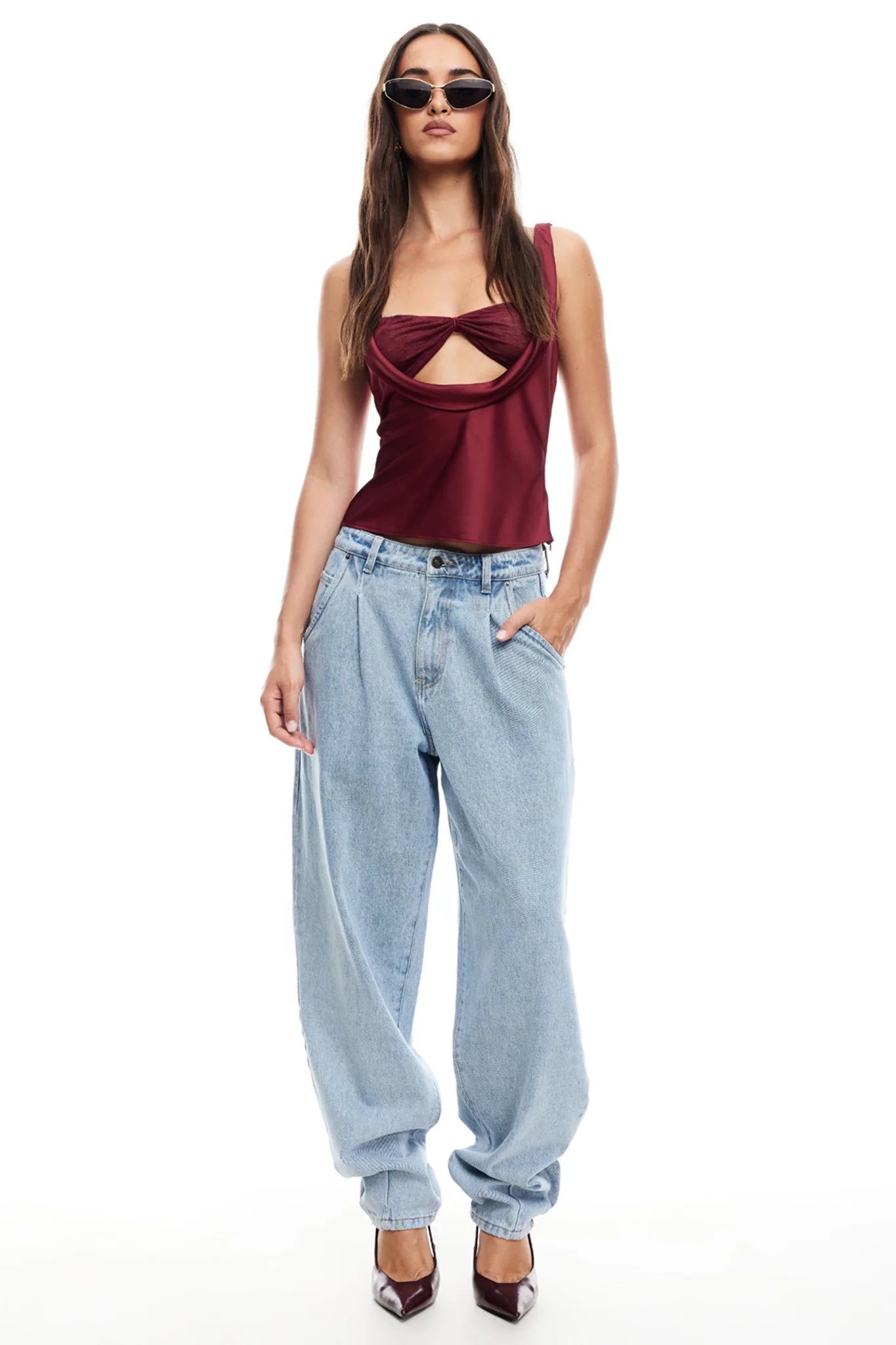 LIONESS Delilah Top Burgundy