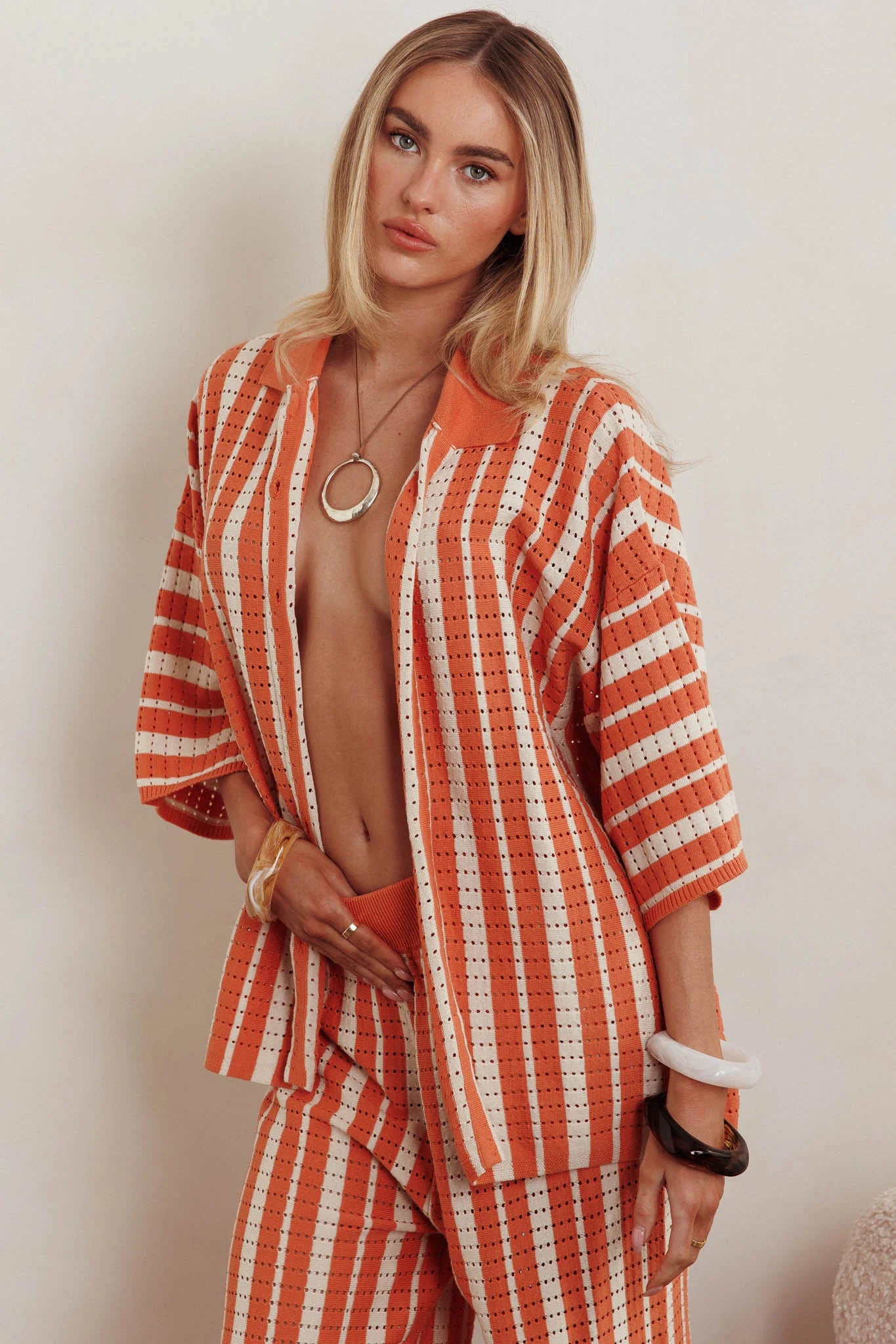 Influence Knit Relaxed Shirt Orange
