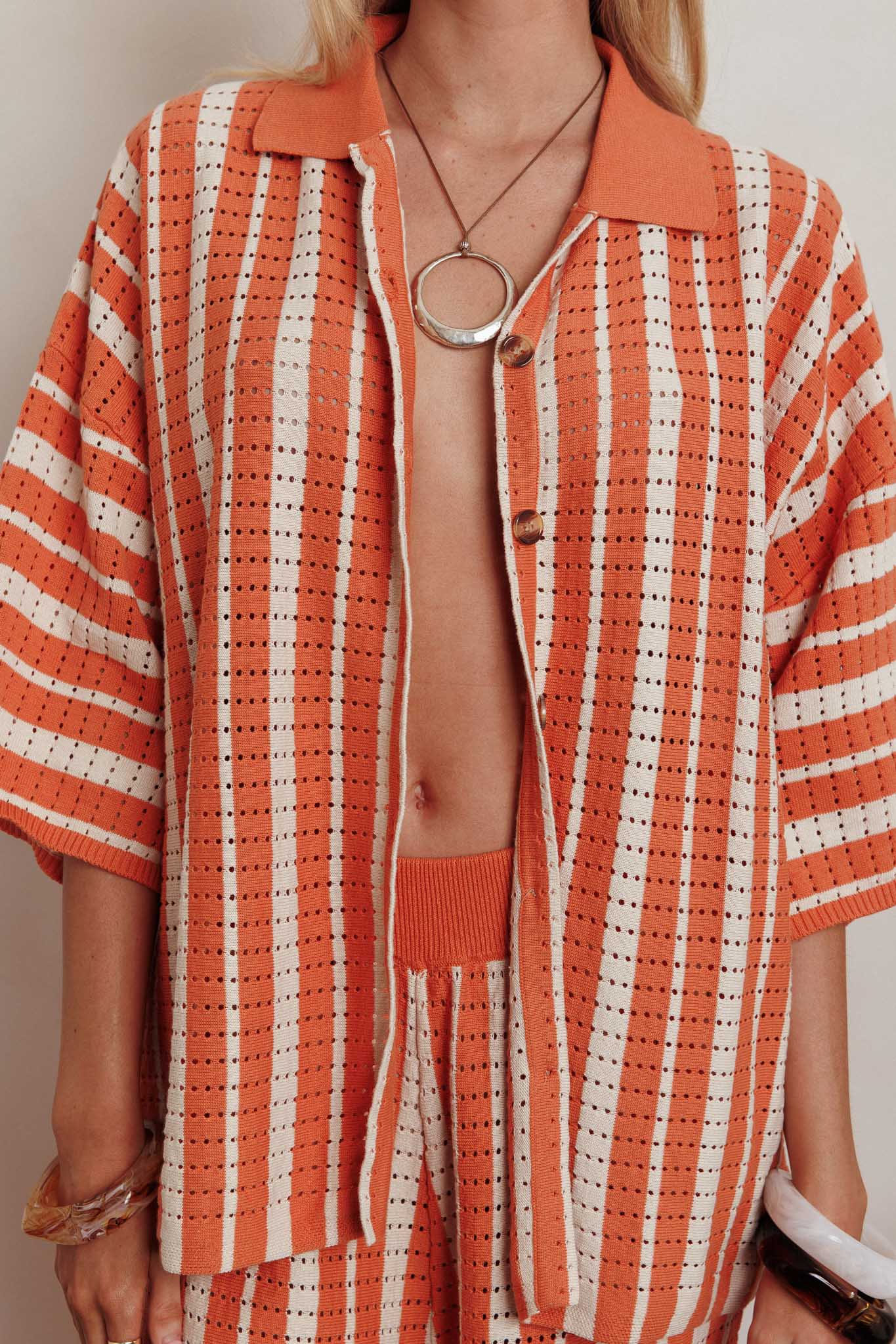 Influence Knit Relaxed Shirt Orange