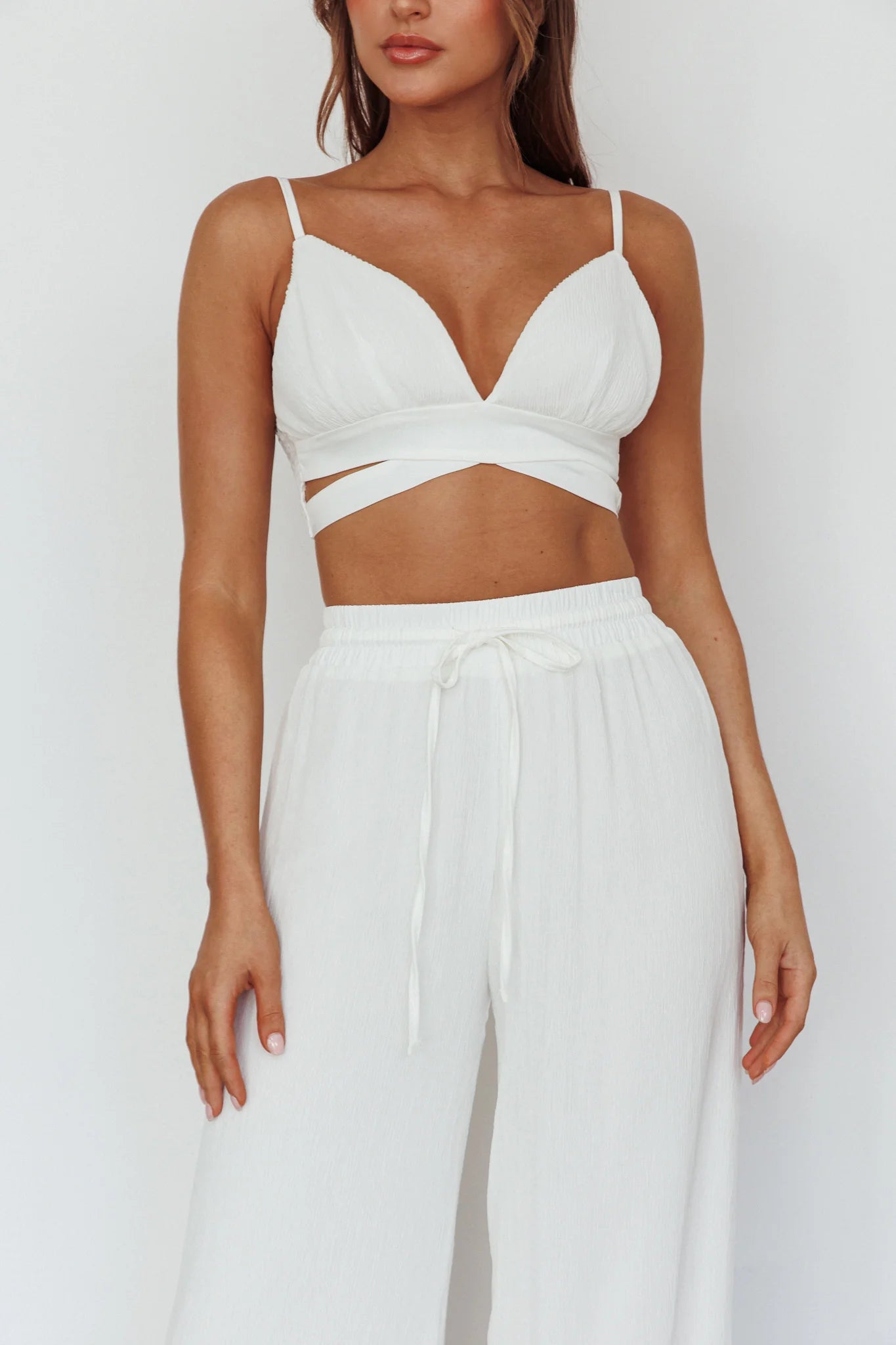 Cove Shirred Back Crop Top Ivory