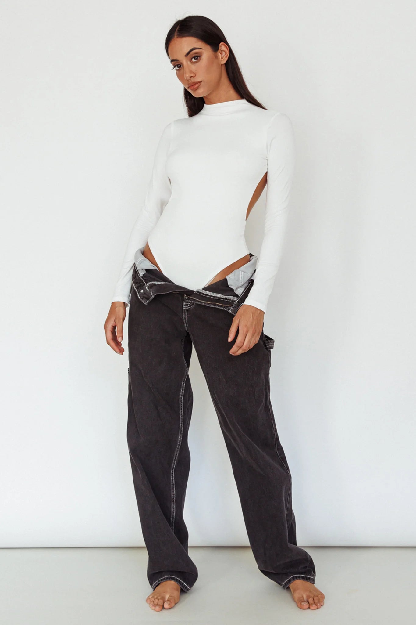 Remy Open Back Bodysuit Off White