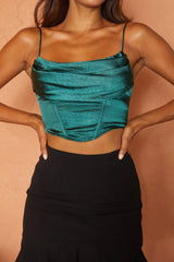 Holidae Cowl Neck Bustier Crop Top Forest Green