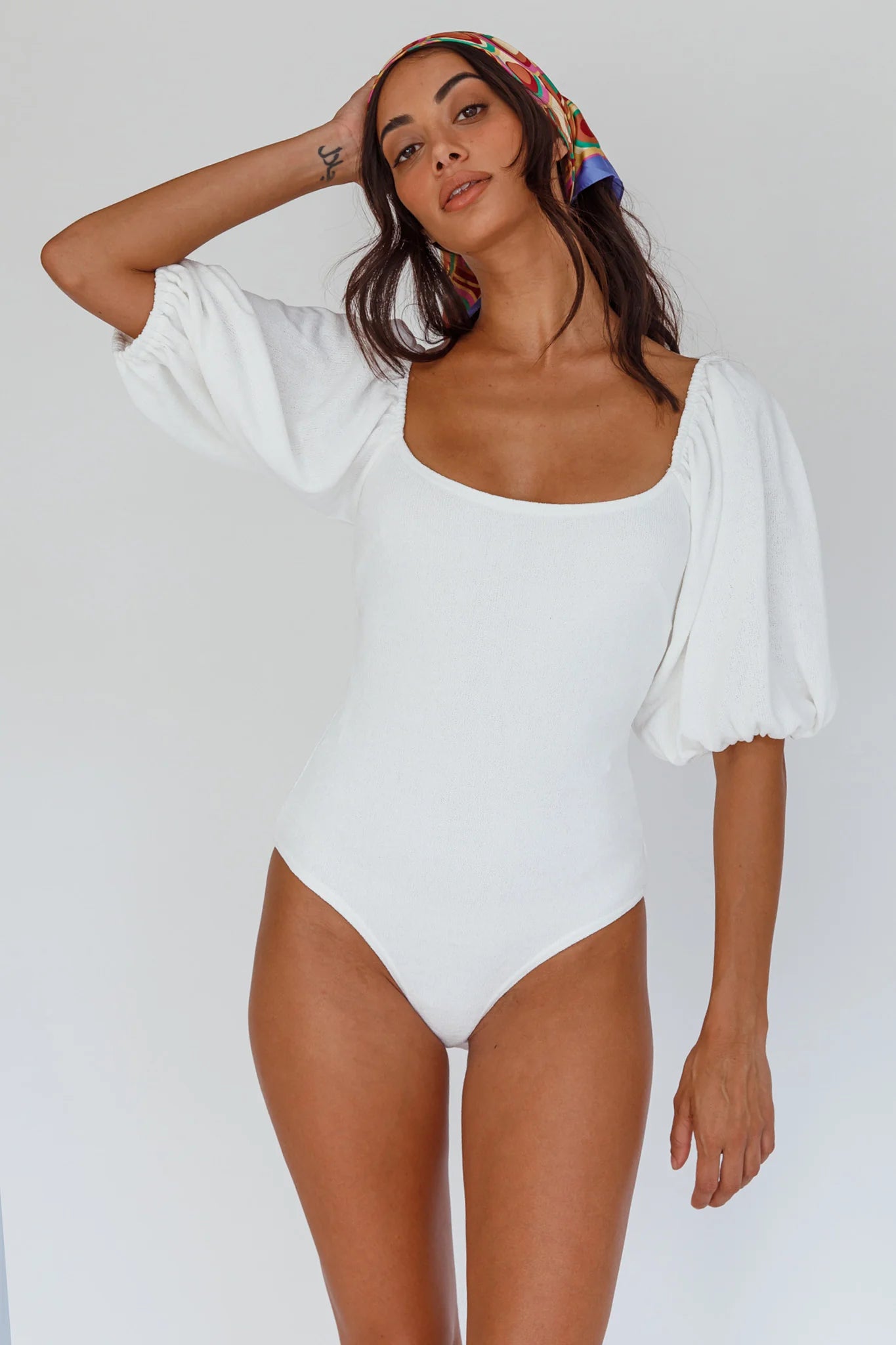 Maddi Tied Back Bodysuit White