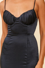 Bronte High Split Gathered Bust Maxi Dress Ink