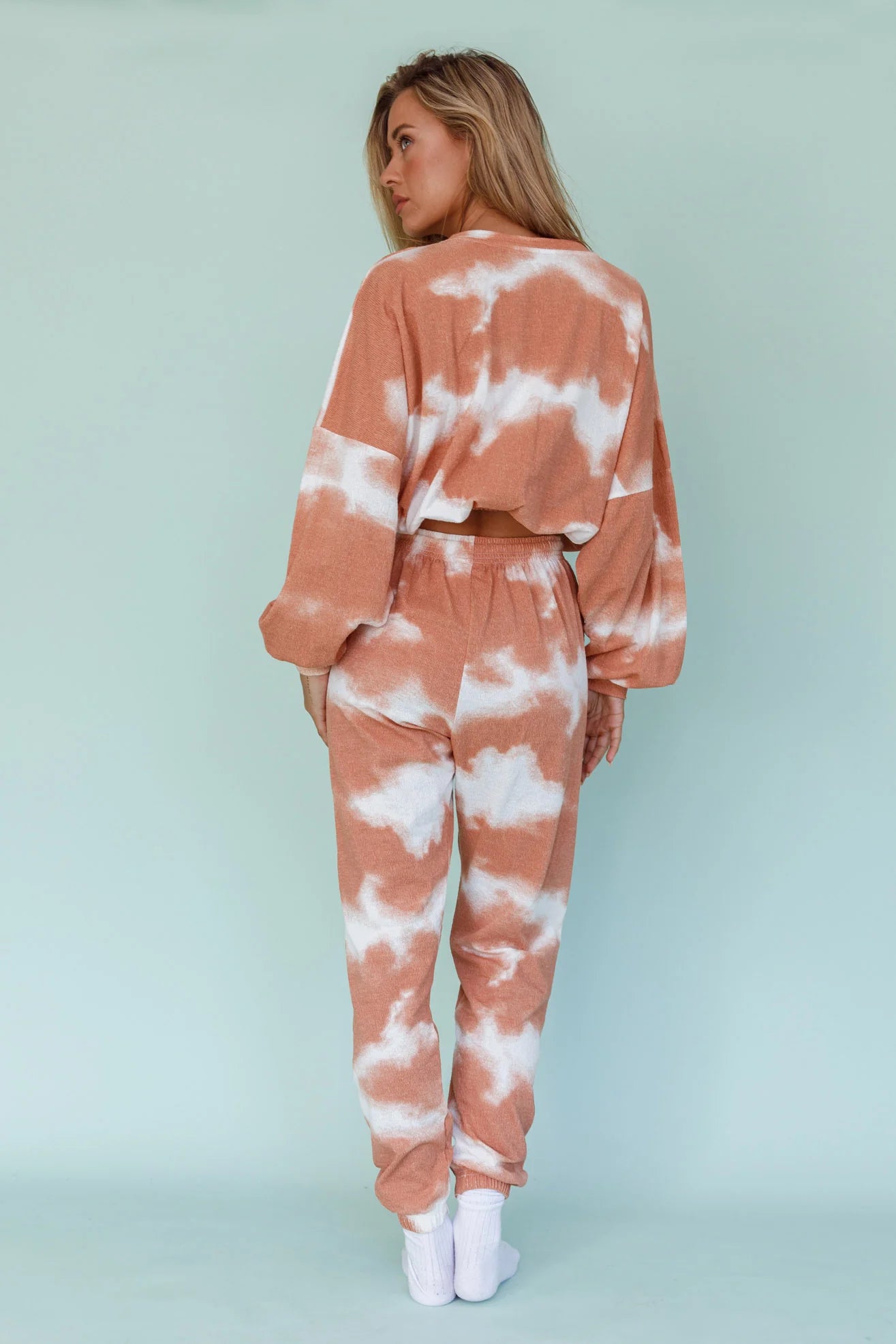 Low Key Dropped Shoulder Ribbed Top Orange