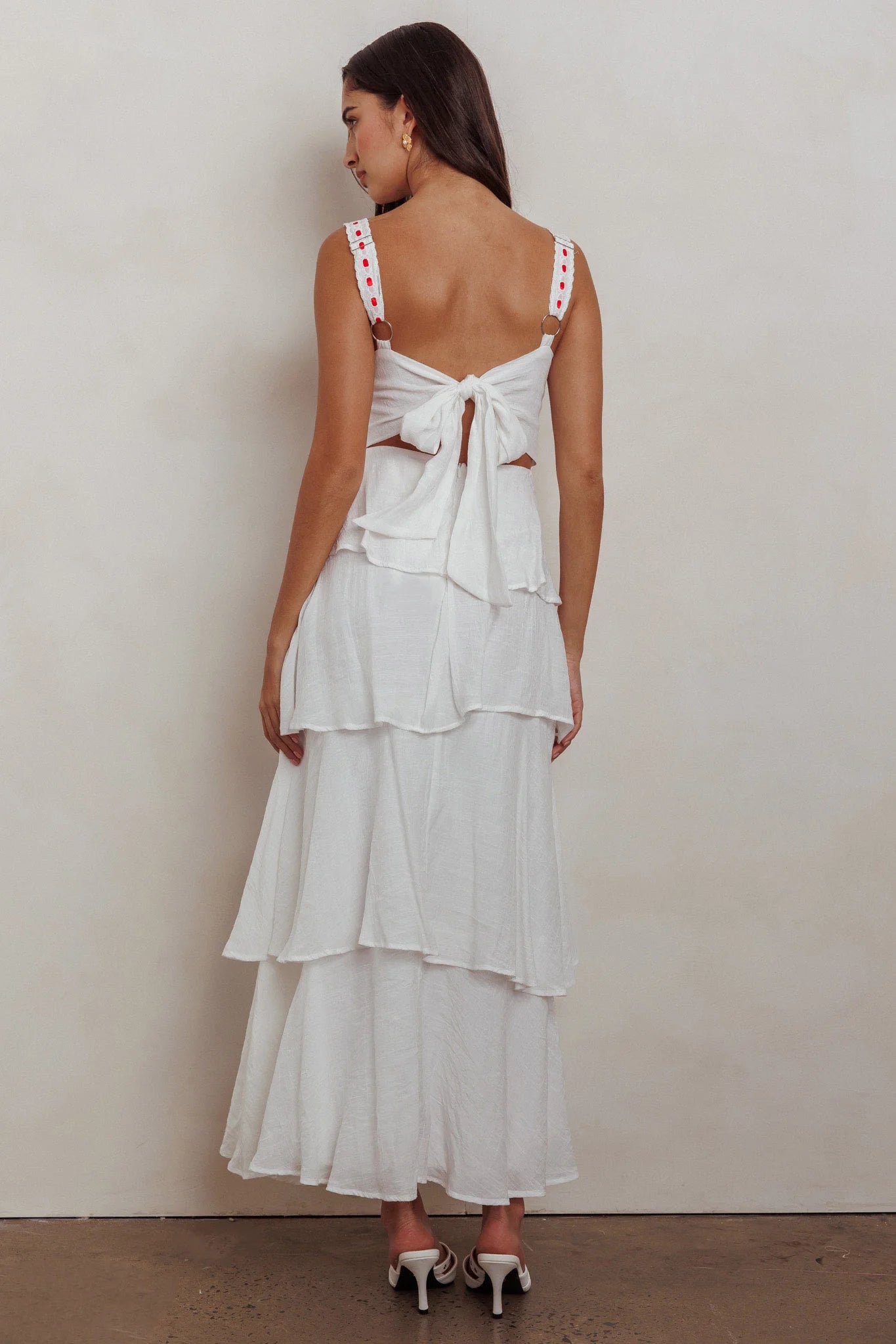 Provence Bloom Tiered Ruffle Maxi Dress Off White
