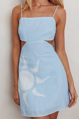 Jellina Tied Back Mini Dress Sun Blue