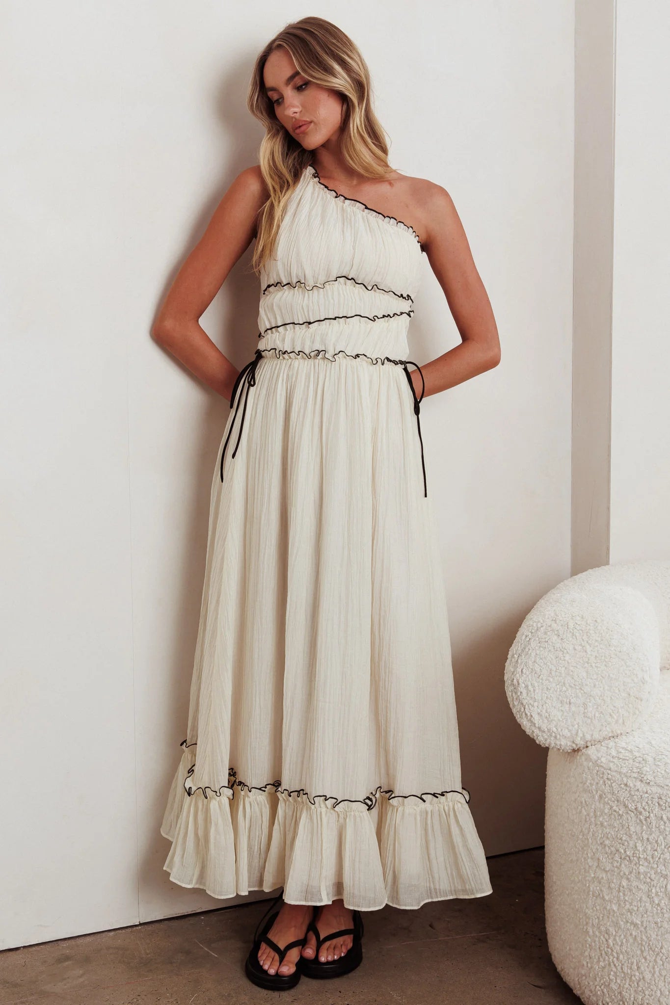 Ballad One-Shoulder Maxi Dress Cream