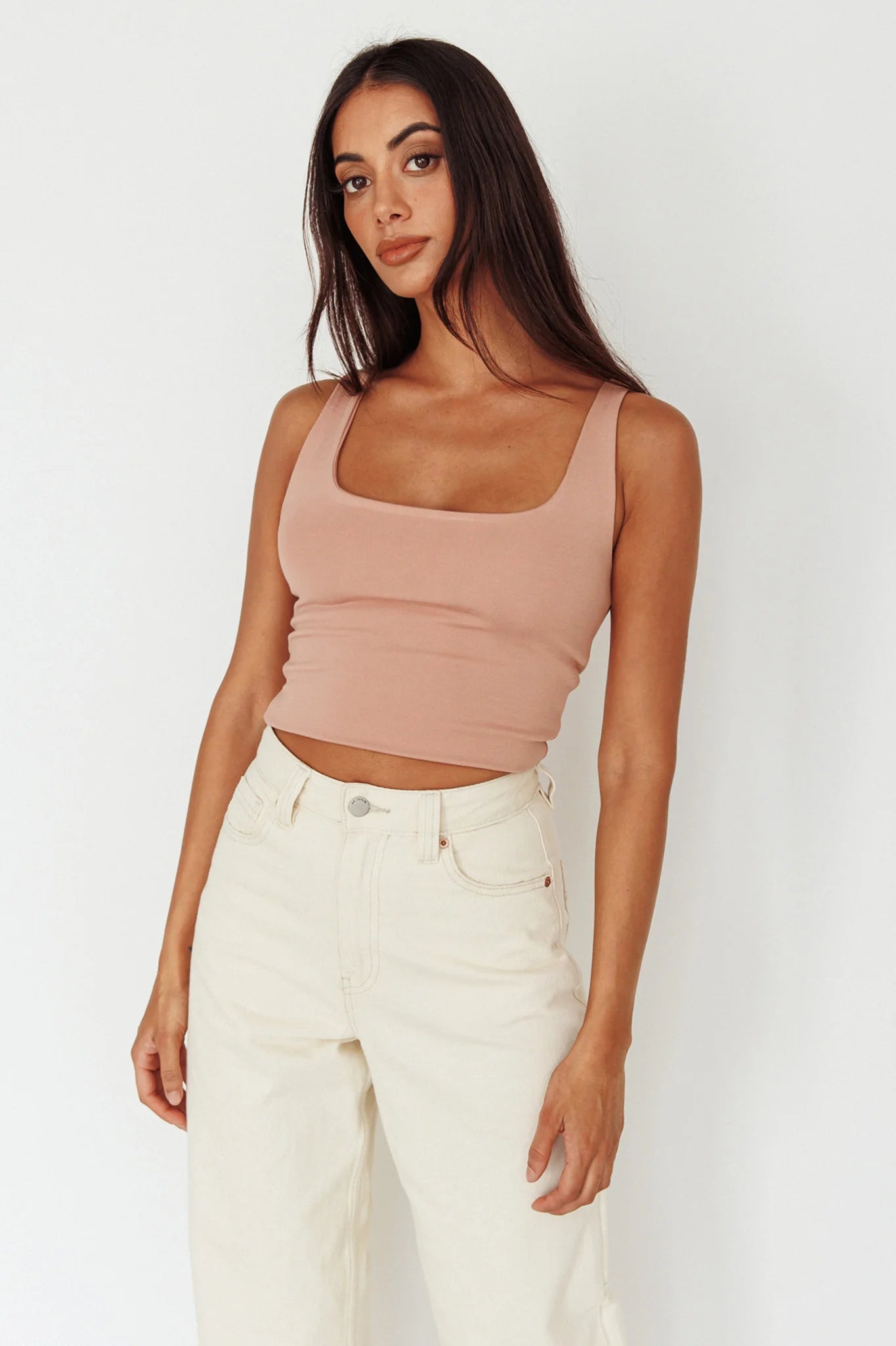 Pali U-Neckline Crop Top Nude